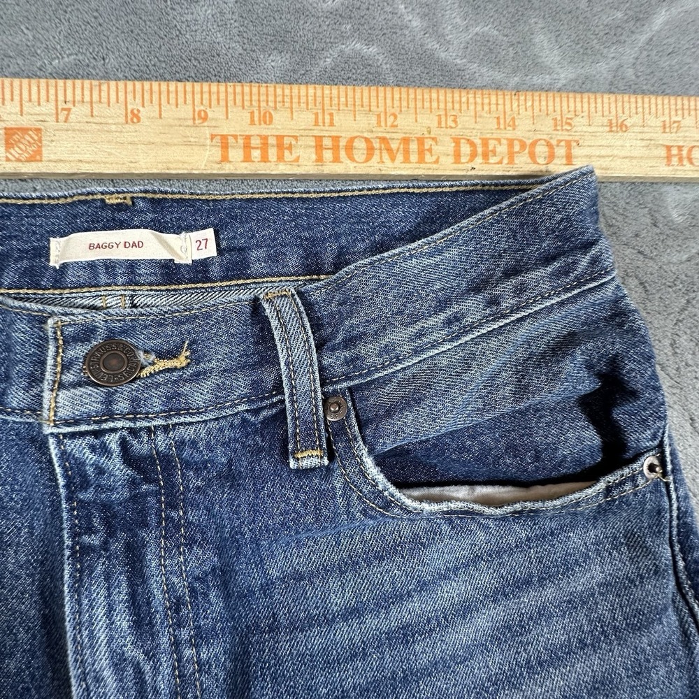 Levis Baggy Dad Jeans Womens 27 (Fits 29x30) Blue Denim Straight Barrel Loose - Picture 4 of 16